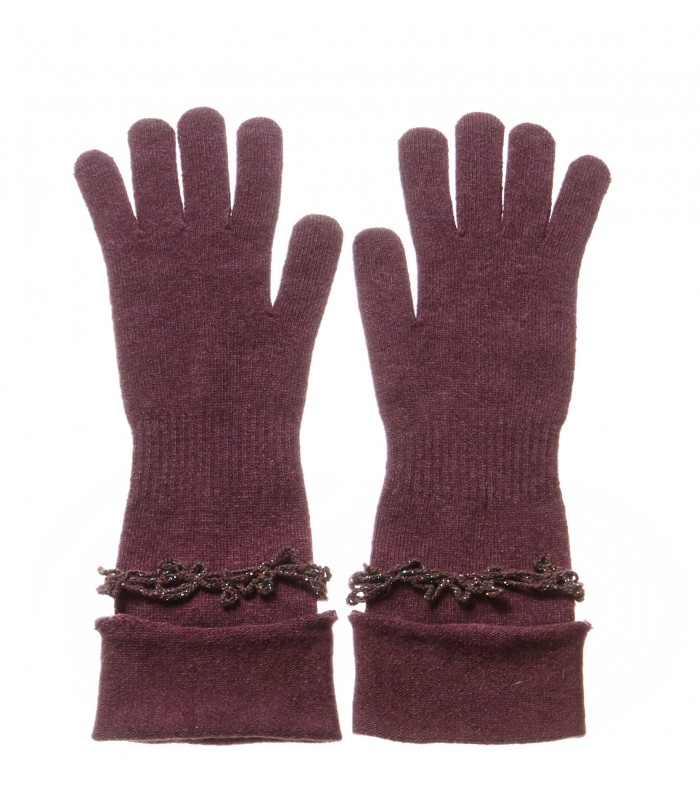 Cashmere Blend Gloves with Handmade Lace Decoration packaged in Signature box